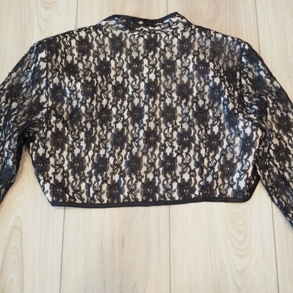 Vintage Y2K Whimsygoth Black Lace Bolero Jacket Sz 8 J.R. NITES Vampirecore - Picture 4 of 9